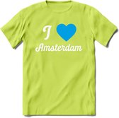 I Love Amsterdam T-Shirt | Souvenirs Holland Kleding | Dames / Heren / Unisex Koningsdag shirt | Grappig Nederland Fiets Land Cadeau | - Groen - L