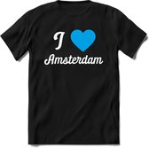 I Love Amsterdam T-Shirt | Souvenirs Holland Kleding | Dames / Heren / Unisex Koningsdag shirt | Grappig Nederland Fiets Land Cadeau | - Zwart - S