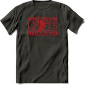 Amsterdam T-Shirt | Souvenirs Holland Kleding | Dames / Heren / Unisex Koningsdag shirt | Grappig Nederland Fiets Land Cadeau | - Donker Grijs - L
