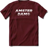 Amsterdam T-Shirt | Souvenirs Holland Kleding | Dames / Heren / Unisex Koningsdag shirt | Grappig Nederland Fiets Land Cadeau | - Burgundy - S