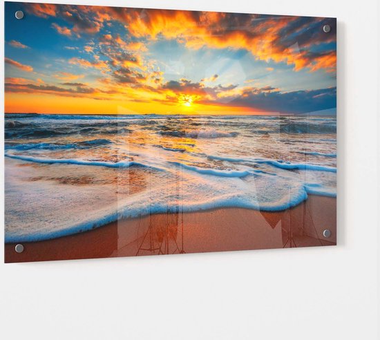 Coucher de soleil mer et plage | 40x30 cm | Paysage Coucher de Soleil |  peinture sur Glas | bol