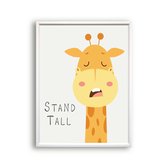 Poster Blije dieren giraf stand tall tekst - Dieren motivatie / kinderkamer/ Jungle / Safari / Dieren Poster / Babykamer - Kinderposter  40x30cm