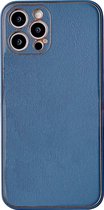 Hoesje geschikt voor iPhone 12 - Backcover - Luxe - Kunstleer - Blauw
