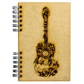 KOMONI - Carnet en bois durable - agenda - Papier recyclé - Rechargeable - A5 - Ligné - Guitare noire