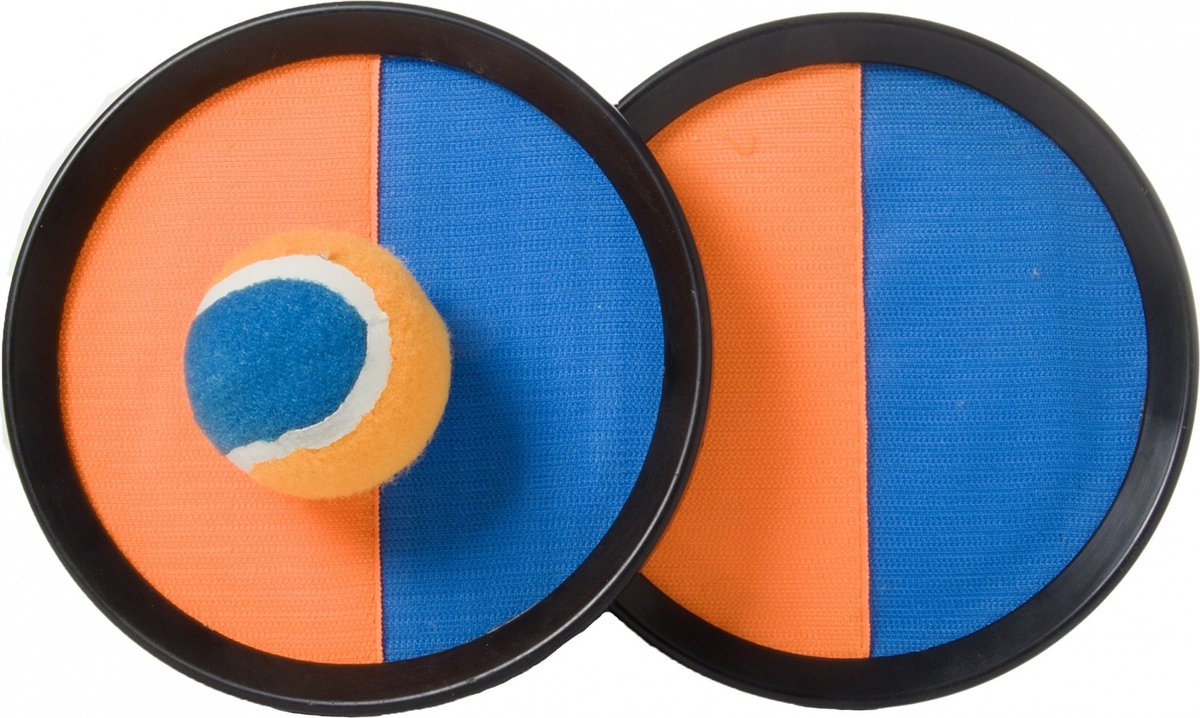 Catchballset Oranje/Blauw – Klittenband Bal 19 cm – Strandspel, Buitenspel & Recreatief Spel – Kinderen & Volwassenen – Engelhart — afbeelding 7