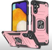 oTronica Armor Backcover Geschikt Voor Samsung Galaxy A33 (5G) hoesje met ring kickstand - Rose goud