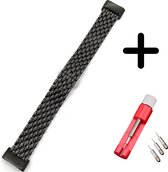 Geschikt voor Fitbit Charge 5 / Fitbit Charge 6 bandje staal zwart draak + toolkit