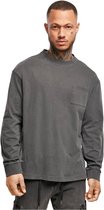 Urban Classics Longsleeve shirt -M- Pigment Dyed Pocket Zwart