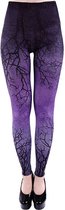 Purple Branches omber legging met takken print paars/zwart - Gothic - XL - Restyle