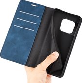 OnePlus 10 Pro Hoesje - Mobigear - Retro Slim Serie - Kunstlederen Bookcase - Donkerblauw - Hoesje Geschikt Voor OnePlus 10 Pro