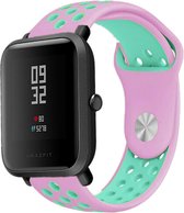 Siliconen Smartwatch bandje - Geschikt voor  Xiaomi Amazfit Bip sport band - roze/aqua - Strap-it Horlogeband / Polsband / Armband