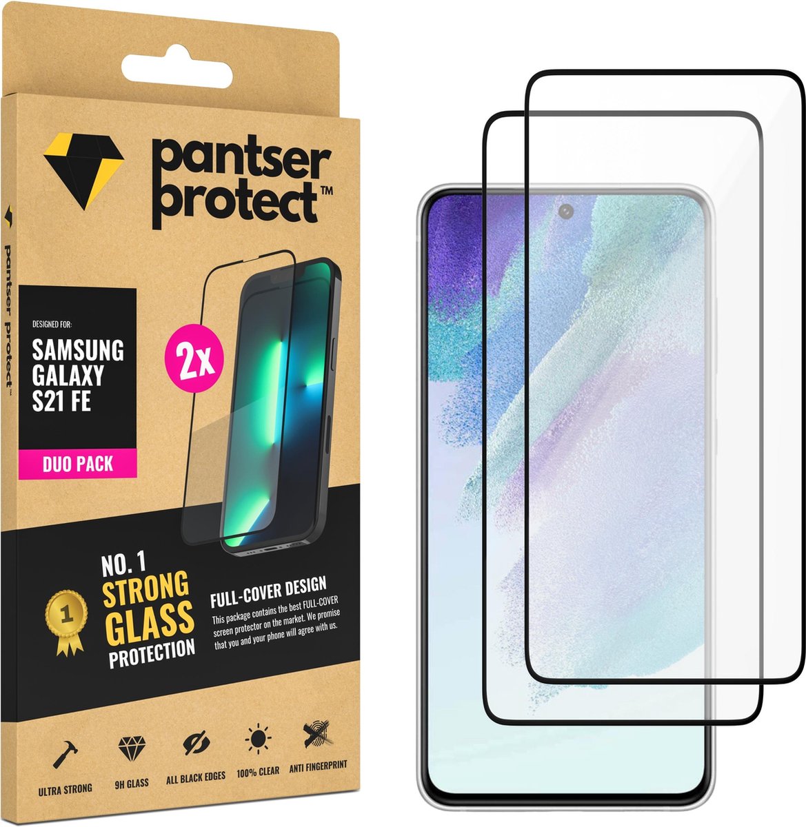 DUO-PACK - 2x Pantser Protect™ Glass Screenprotector Geschikt voor Samsung Galaxy S21 FE - Case Friendly - Premium Pantserglas - Glazen Screen Protector