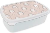 Broodtrommel Wit - Lunchbox - Brooddoos - Egel - Pastel - Kinderen - 18x12x6 cm - Volwassenen