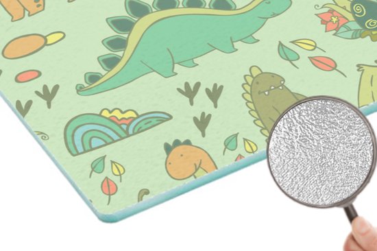 Planche à Verres - 39x28 - Motifs - Dino - Vert - Garçon - Enfant - Enfants - Kids - Planches à découper en Glas