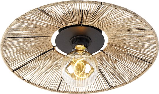 QAZQA sacha - Landelijke Plafondlamp - 1 lichts - Ø 40 cm - Naturel - Woonkamer | Slaapkamer | Keuken