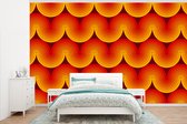 Behang - Fotobehang Design - Retro - Rood - Abstract - Breedte 375 cm x hoogte 240 cm