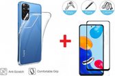 2-In-1 Screenprotector Hoesje Bescherming Protector Set Geschikt Voor Xiaomi Redmi Note 11 Pro 4G/5G - Full Cover 3D Edge Tempered Glass Screen Protector Met Siliconen Back Bescherm Hoes Cove