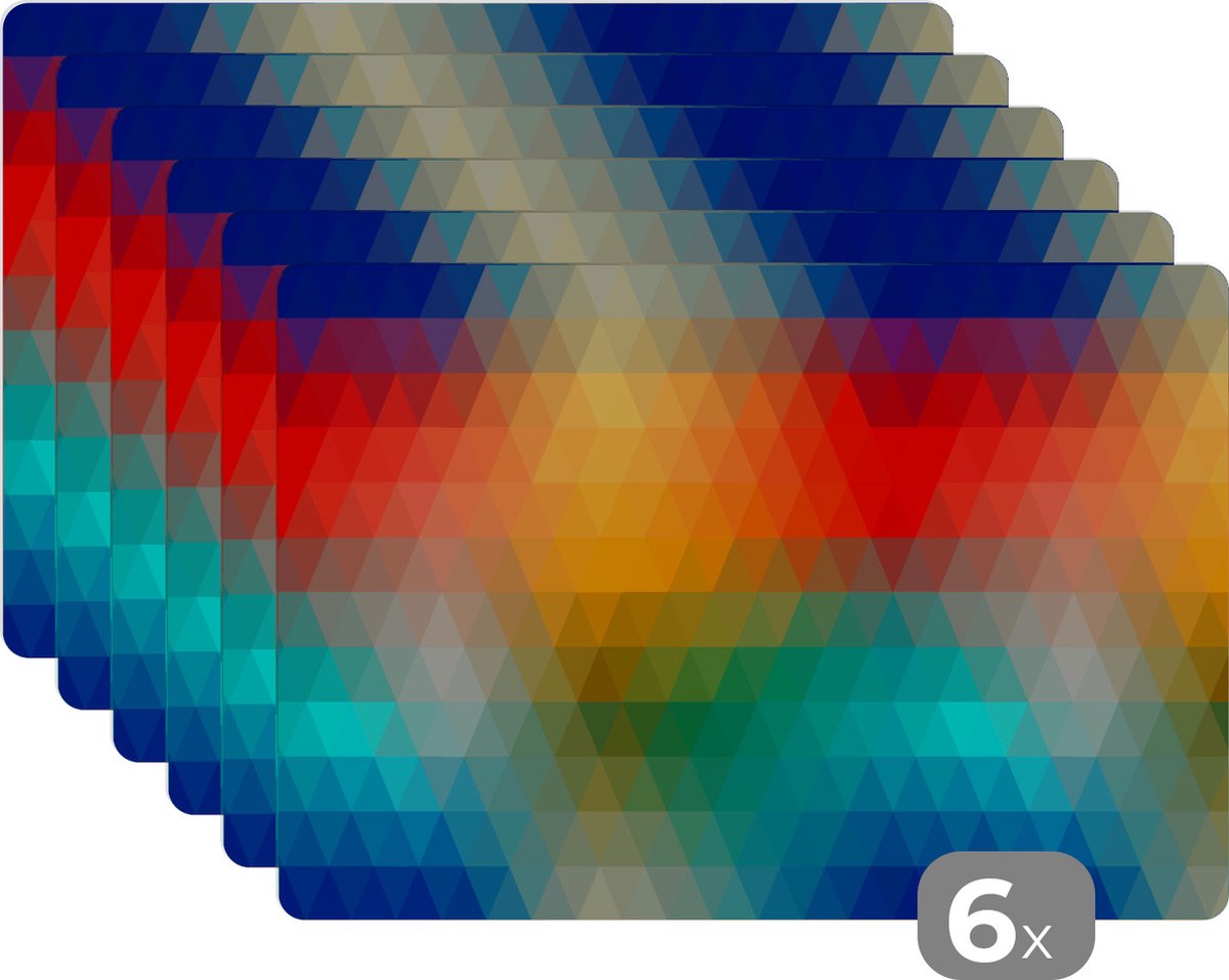Placemat - Placemats kunststof - Design - Retro - Patronen - Pixel - 45x30 cm - 6 stuks - Hittebestendig - Anti-Slip - Onderlegger - Afneembaar