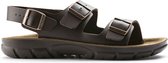 Birkenstock Kano Heren Sandalen Dark Brown Regular-fit | Bruin | Imitatieleer | Maat 42