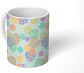 Mok - Koffiemok - Monstera - Planten - Pastel - Patronen - Mokken - 350 ML - Beker - Koffiemokken - Theemok