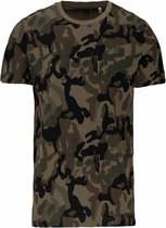 Heren T-shirt camouflage Groen, korte mouwen, maat L, K3030