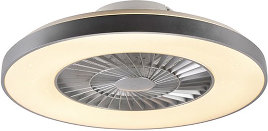 climo - Dimbare LED Plafondventilator met Verlichting | Lamp en Afstandsbediening - 1 lichts - Ø 59 cm - Zilver - Slaapkamer
