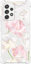 GSM Hoesje Geschikt voor Samsung Galaxy A53 5G Leuk TPU Back Cover met transparante rand Mooie Bloemen