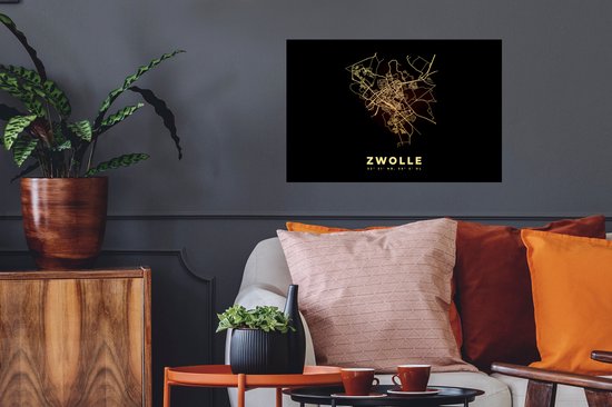 Stickers Stickers muraux - Zwolle - Plan de la ville - Carte - Carte - 60x40 cm - Feuille adhésive