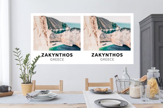 Stickers muraux - Grèce - Montagnes - Mer - 120x60 cm - Feuille adhésive