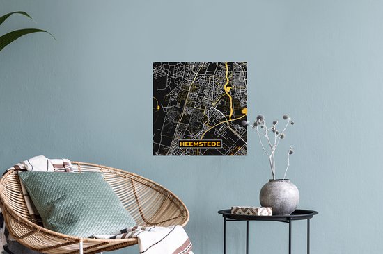 Stickers muraux - Heemstede - Carte - Plan de la ville - Carte - Black and Gold et Or - 30x30 cm - Feuille adhésive