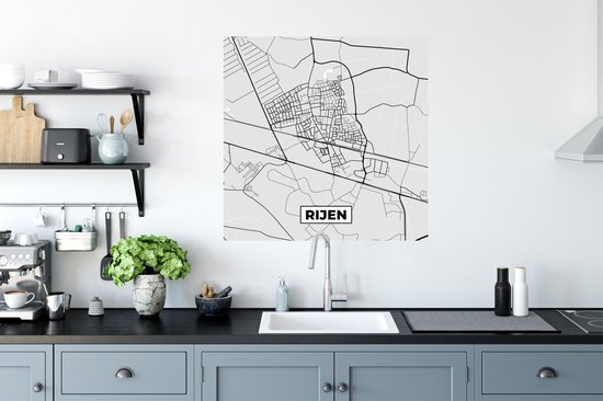 Muurstickers - Sticker Folie - Rijen - Plattegrond - Kaart - Stadskaart - Zwart Wit - Nederland - 80x80 cm - Plakfolie - Muurstickers Kinderkamer - Zelfklevend Behang - Zelfklevend behangpapier - Stickerfolie