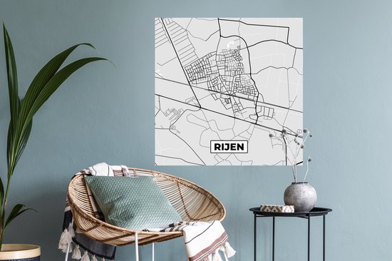 Muurstickers - Sticker Folie - Rijen - Plattegrond - Kaart - Stadskaart - Zwart Wit - Nederland - 80x80 cm - Plakfolie - Muurstickers Kinderkamer - Zelfklevend Behang - Zelfklevend behangpapier - Stickerfolie