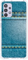 Stevige Telefoonhoesje Geschikt voor Samsung Galaxy A32 4G | A32 5G Enterprise Editie Telefoon Hoesje met doorzichtige rand Jeans