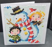 diamond painting kerstkaart  sneeuwpop met kinderen (92)