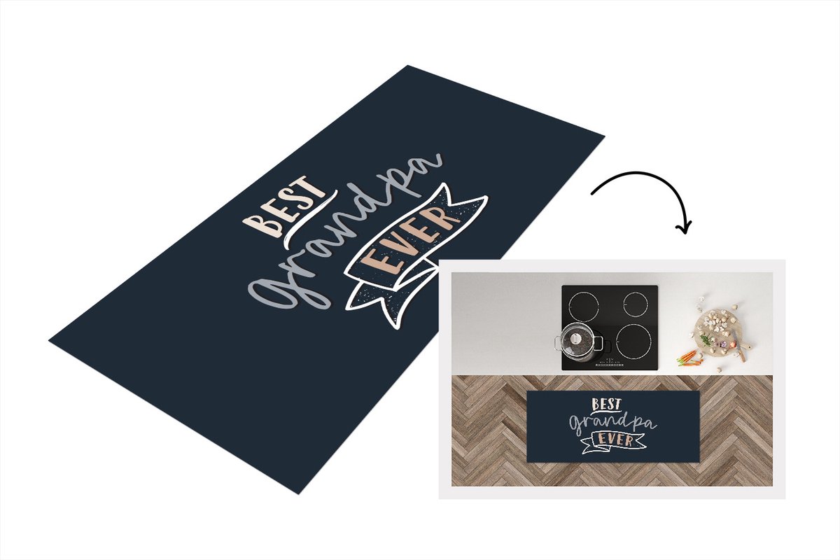 KitchenYeah Keukenloper - Loper keuken - Spreuken - Opa - Best grandpa ever - Quotes - 120x50 cm - Keukenloper vinyl Multicolor