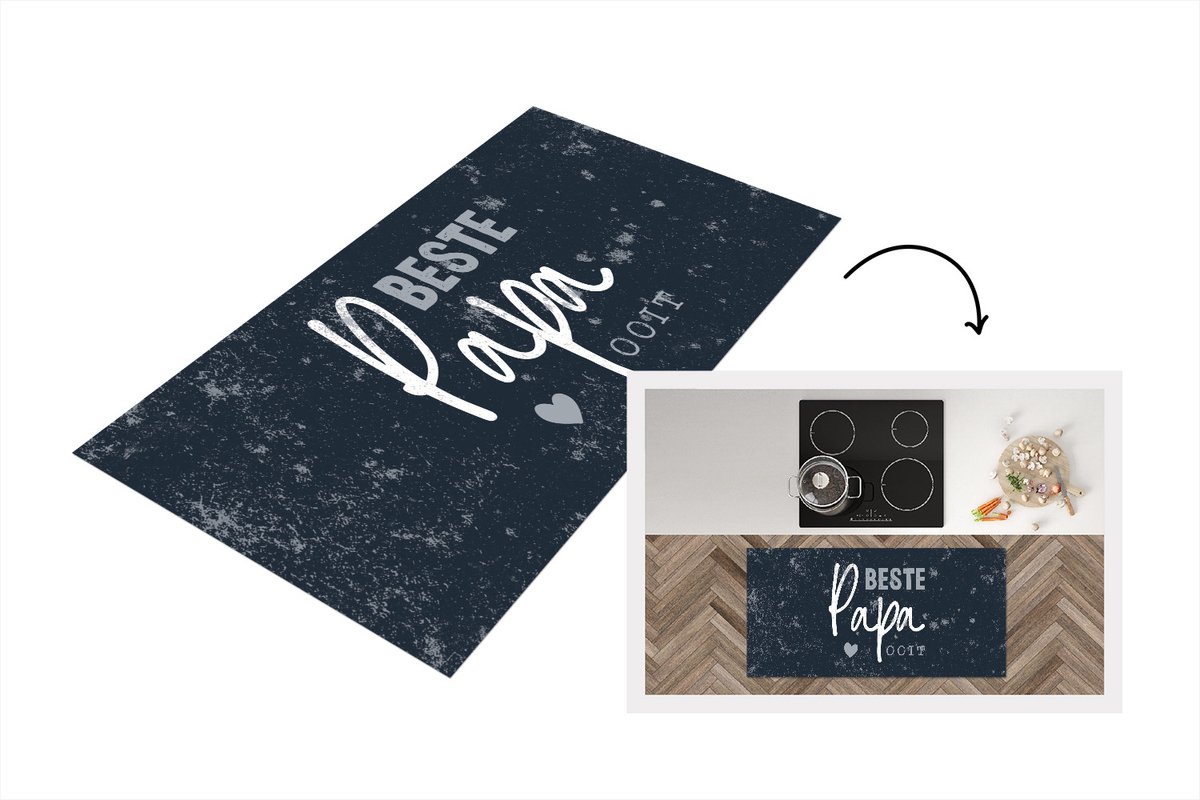 KitchenYeah Keukenloper - Loper keuken - Cadeau voor man - Quote - Vaderdag - Beste papa ooit - Spreuken - 120x60 cm - Keukenloper vinyl Multicolor
