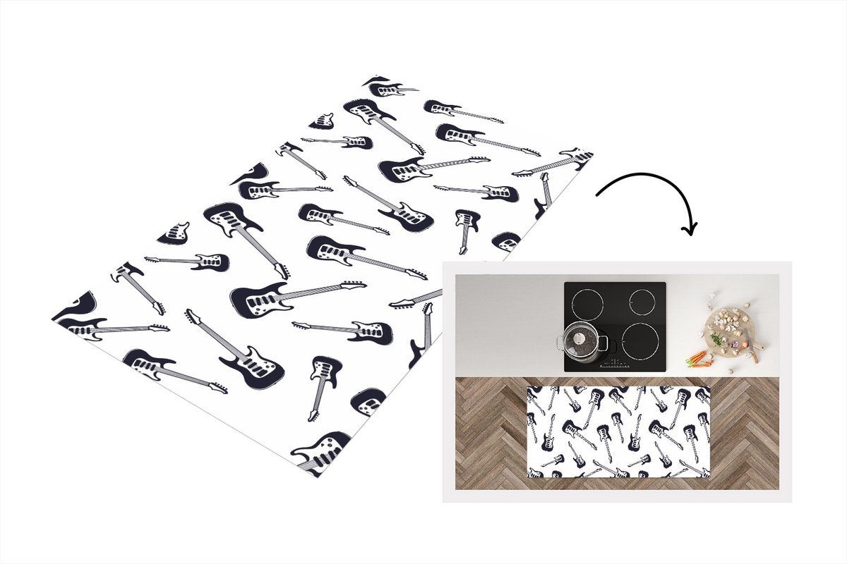 KitchenYeah Keukenloper - Loper keuken - Tiener - Gitaar - Muziek - Patronen - 120x60 cm - Keukenloper vinyl Multicolor