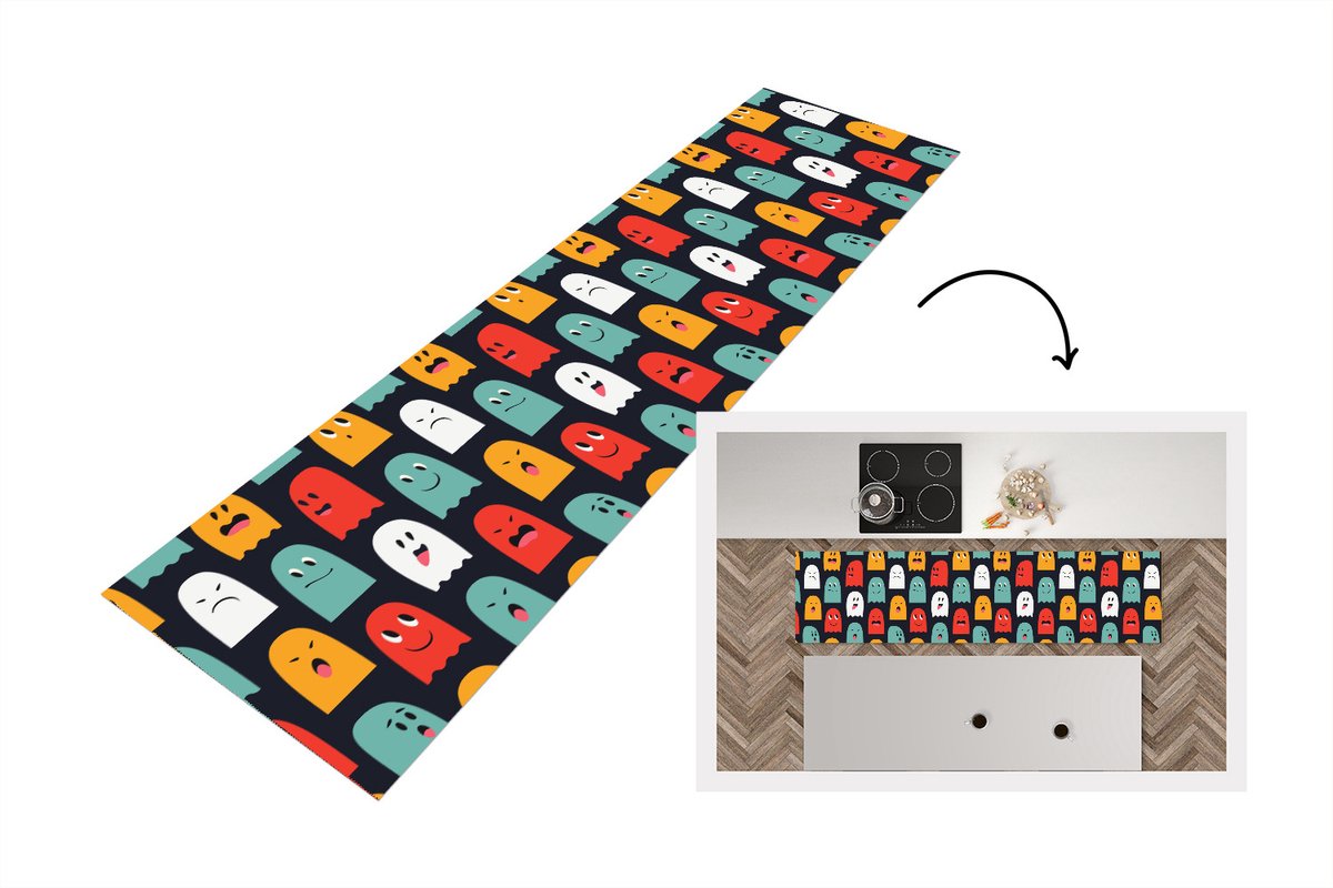 KitchenYeah Keukenloper - Loper keuken - Patroon - Pacman - Games - Spook - Keukenloper vinyl multicolor, foto 6