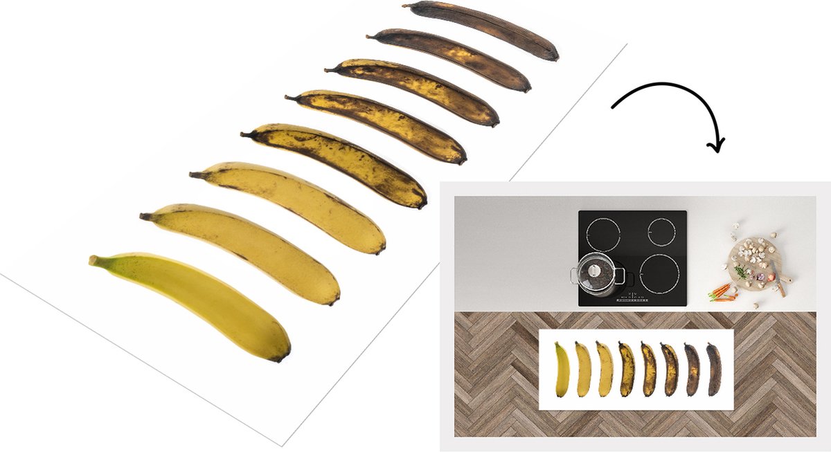 KitchenYeah Keukenloper - Loper keuken - Banaan - Fruit - Geel - Keukenloper vinyl Multicolor
