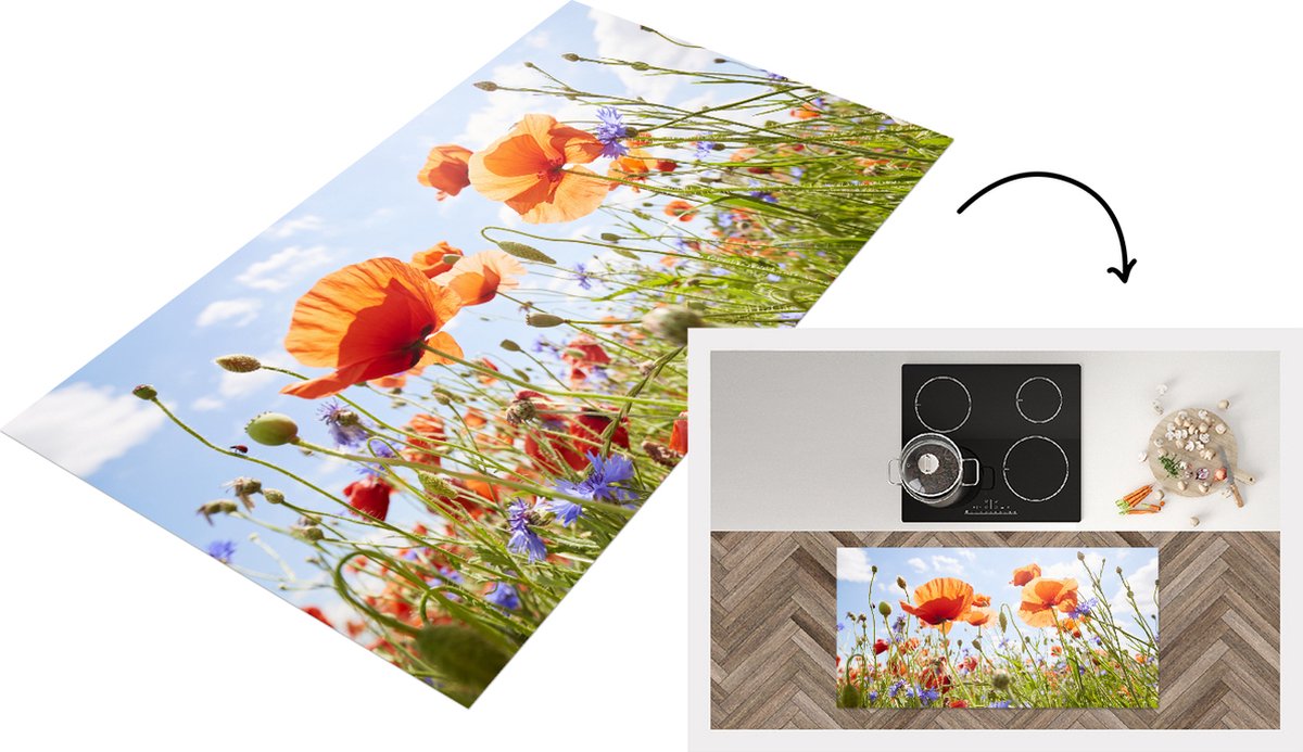 Keukenloper - Loper keuken - Klaproos - Kleuren - Lente - 120x60 cm - Keukenloper vinyl