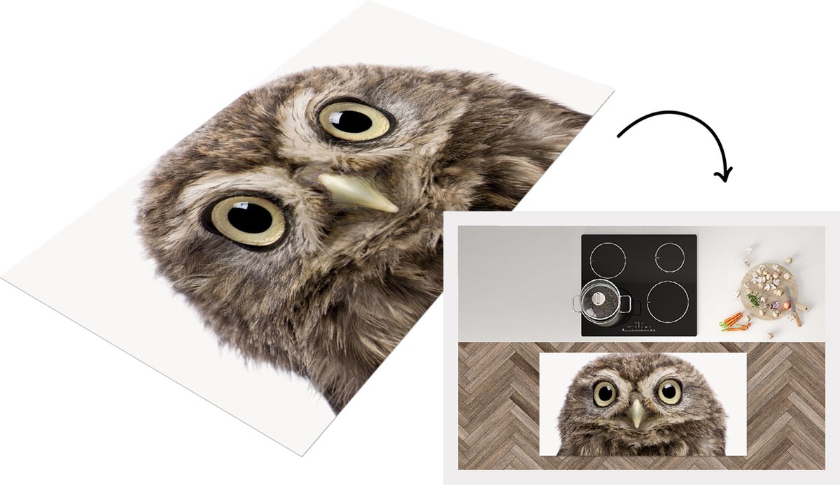 KitchenYeah Keukenloper - Loper keuken - Uilskuiken - Uil - Portret - Ogen - Vogel - Kinderkamer - Babykamer - 120x60 cm - Keukenloper vinyl Multicolor