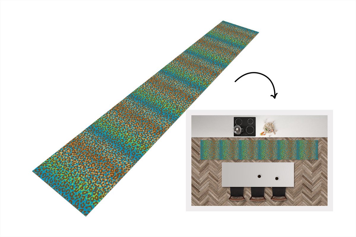 KitchenYeah Keukenloper - Loper keuken - Patroon - Panter - Abstract - 300x50 cm - Keukenloper vinyl Multicolor