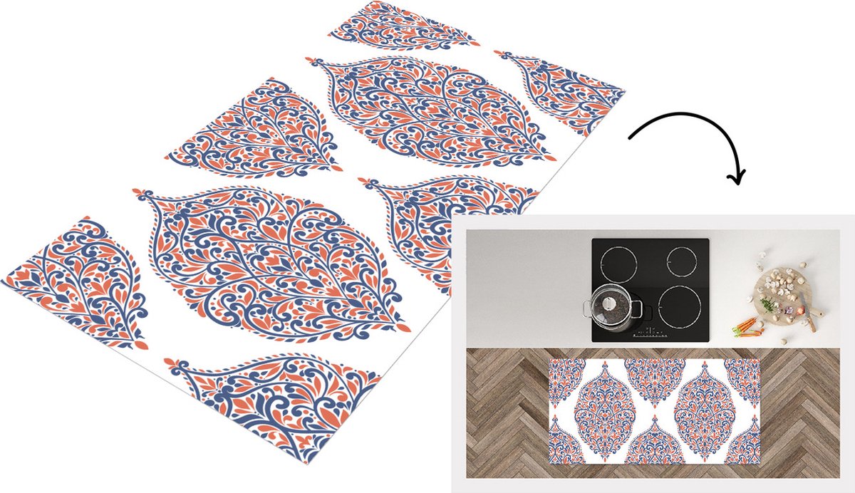 KitchenYeah Keukenloper - Loper keuken - Patronen - Blauw - Oranje - Keukenloper vinyl, foto 7