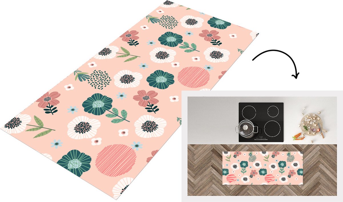 KitchenYeah Keukenloper - Loper keuken - Patronen - Bloemen - Planten - Keukenloper vinyl Multicolor