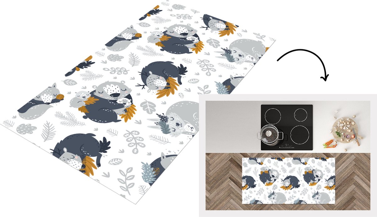KitchenYeah Keukenloper - Loper keuken - Patroon - Kinderen - Jongens - Dieren - Slapen - 120x60 cm - Keukenloper vinyl Multicolor