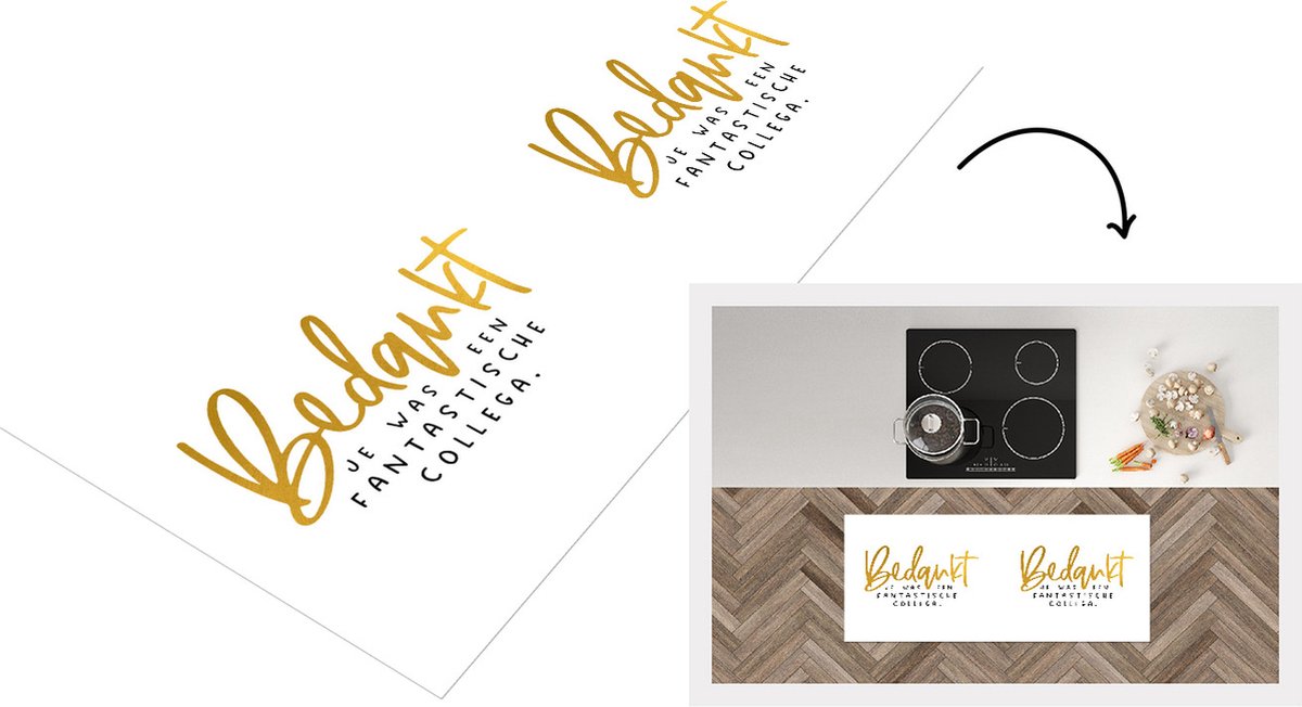 KitchenYeah Keukenloper - Loper keuken - Afscheid collega - Bedankt - Quotes - 120x50 cm - Keukenloper vinyl Multicolor