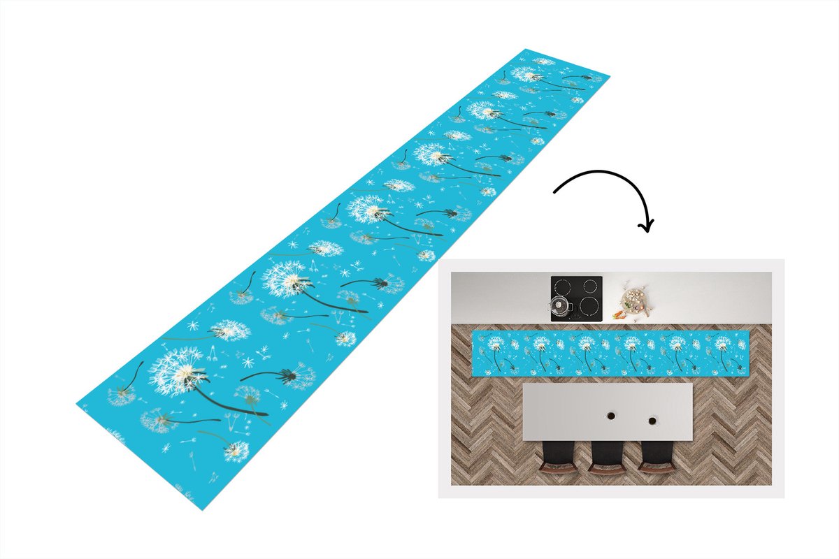 KitchenYeah Keukenloper - Loper keuken - Design - Plant - Paardenbloem - 300x50 cm - Keukenloper vinyl Multicolor