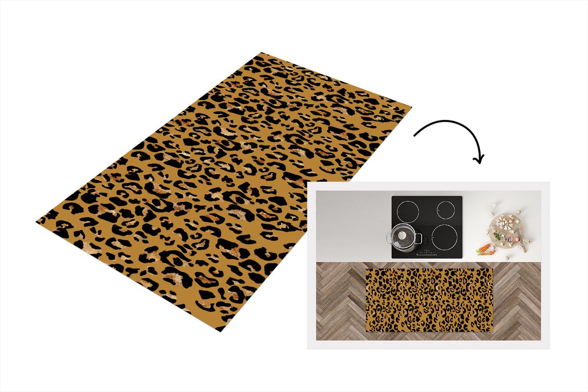 KitchenYeah Keukenloper - Loper keuken - Panterprint - Luxe - Patronen - 120x60 cm - Keukenloper vinyl Multicolor