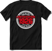 1926 Limited Edition | Feest Kado T-Shirt Heren - Dames | Wit - Rood | Perfect Verjaardag Cadeau Shirt | Grappige Spreuken - Zinnen - Teksten | Maat 3XL