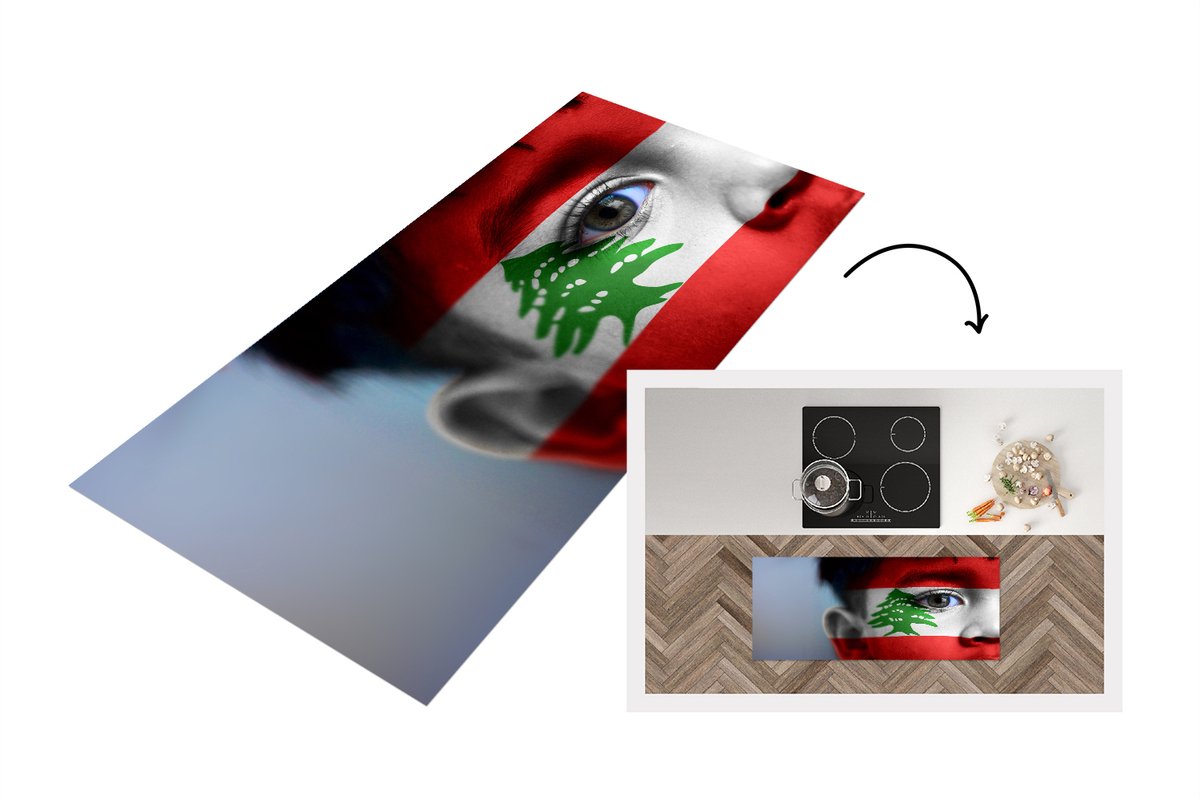 KitchenYeah Keukenloper - Loper keuken - Vlag van Libanon - 120x50 cm - Keukenloper vinyl Multicolor